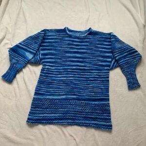 Vintage Blue Stripe Handmade Knitted Cozy Sweater